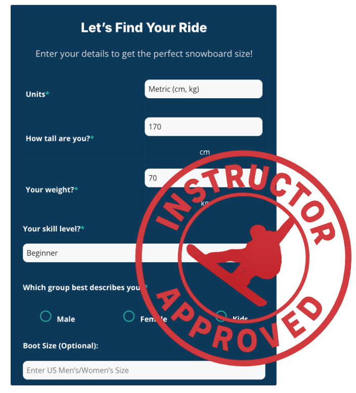 Snowboard Size Calculator