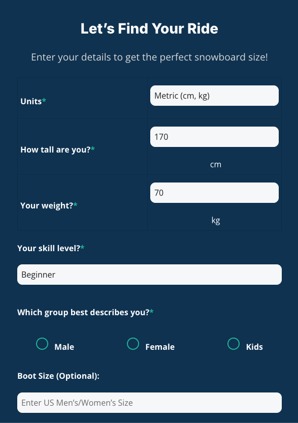 Size calculator