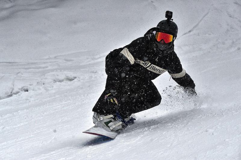 Strap bindings on a snowboard